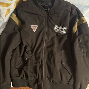 SHEIN Black Bomber Jacket with Olive Accents